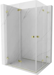 Mexen Lunar-F Duo, skladací sprchový kút 90 x 85 cm, 8mm číre sklo, zlatý profil, 836-090L-085P-50-00