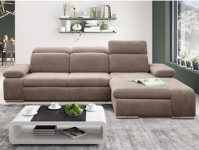 Rohová sedacia súprava Odessa, svetlo hnedá látka, pravý roh%
