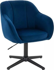 LuxuryForm DESIGN Stolička AVOLA VELUR na čiernom kríži - modrá