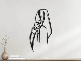 drevko Moderná nálepka Mária s Ježiškom Rozmer obrazu: 44,5 x 23 cm, Farba dekorácie: Čierna