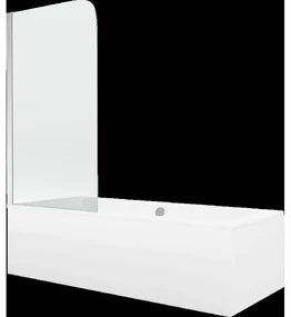 Mexen Cube obdĺžniková vaňa 180 x 80 cm s obkladom a 1-krídlovou sprchovou zástenou 75 cm, transparentnéné, chrómová