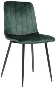 Jedálenská stolička Dijon ~ zamat, kovové nohy čierne - Zelená