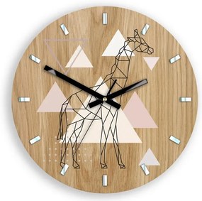 Dřevěné nástěnné hodiny Žirafa 33 cm dub přírodní