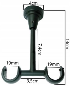 Dekorstudio Stropná dvojradová garniža guľa OPTIC čierna-matná 19mm Dĺžka: 160cm, Typ príslušenstva: Bez príslušenstva