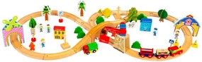 Drevená vláčkodráha  Eco Toys - 74 dielikov