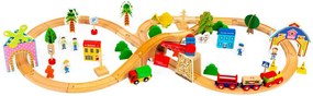 Drevená vláčkodráha  Eco Toys - 74 dielikov