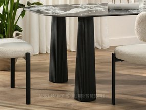 Keramický jedálenský stôl LINOS 210 čierno-biely mramor + čierne nohy