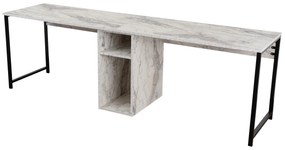 Kancelářská sestava pro 2 osoby TWIN bílý mramor/černá