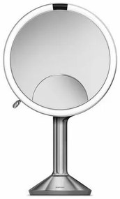 Stolní kosmetické zrcadlo s LED osvětlením a dotykovým ovládáním Simplehuman Sensor TRIO, 20 cm | nerezová