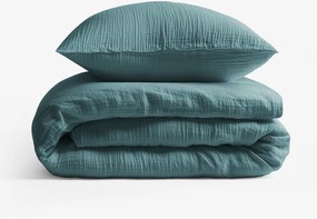 Goldea mušelínové posteľné obliečky – petrolejové 140 x 220 a 70 x 90 cm