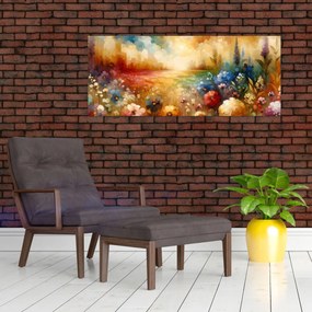 Obraz - Pestrofarebná lúka (120x50 cm)