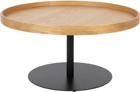 Okrúhly konferenčný stolík s doskou v dubovom dekore v prírodnej farbe ø 70 cm Yuri L – White Label