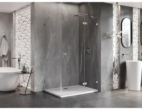 Mexen Lunar, pravostranný výklopný sprchový kút 70 x 90 cm, 8mm číre sklo, oceľový profil, 834-070-090-97-00-P