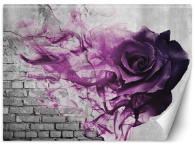 Fototapeta, Fialová růže cihlový vzhled 3D efekt - 300x210 cm