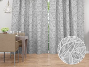 Biante Dekoračný záves Leona LN-169 Biele listy na sivom 130x140 cm