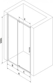 Mexen Exo, výklopné sprchové dvere 100 cm, číre sklo, zlatá, 819-100-000-50-00