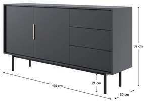 Komoda VIVALA 2D3S, čierna