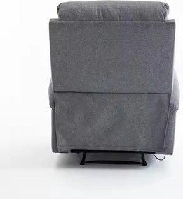 Relaxačné polohovacie TV kreslo VELORA — látka, sivá, nosnosť 130 kg