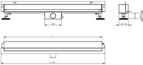 Mexen Flat nerezový sprchový žľab na stenu 120 cm vzor WALL, čierny, 1730120