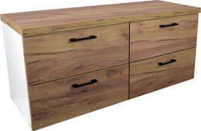 Comodo Kúpeľňová skrinka pod doskové umývadlo Agria NEW W 120-HD - biela/zlatý dub