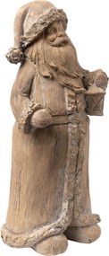 Hnedá dekorácie Santa s lucernou - 11 * 9 * 24 cm
