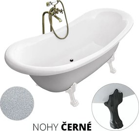 Besco Voľne stojaca vaňa zo sanitárneho kompozitu Amelia Glam S 190x77 bez prepadu BESCO-Typ výpuste: Click-Clack bez prepadu, čierna matná, BESCO-Nô…