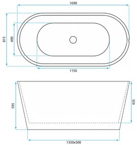Rea Gaja, akrylátová voľne stojaca 1700x815x595 mm, biela, REA-W0125