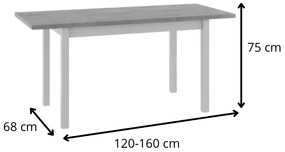 Rozkládací jídelní stůl Adam 120/160 cm kašmír/dub cremona torro