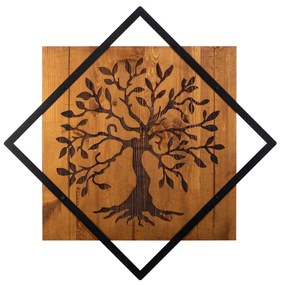 Nástenná drevená dekorácia TREE II hnedá/čierna