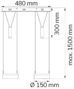 Wofi 7263.04.54.6000 - LED Stmievateľný luster na lanku 2xLED/7,5W/230V + 2xLED/1W