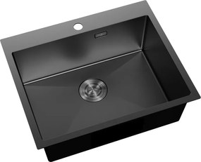 Mexen Solix, 1-komorový nerezový drez 600 x 500 mm, čierna, 6408601000-70