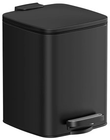 Kúpeľňový kôš, 6L malý odpadkový kôš, pedálový, čierny