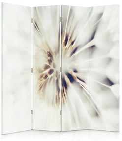 Ozdobný paraván, Srdce bílého květu - 145x170 cm, štvordielny, obojstranný paraván 360°