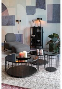 Čierny okrúhly konferenčný stolík so sklenenou doskou 80x80 cm Lance – White Label