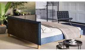 Modrá čalúnená dvojlôžková posteľ s roštom 200x200 cm Tina - Ropez