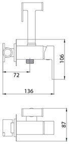 Aqualine - Bidetová batéria so sprškou na podomietkovú inštaláciu lesklý chróm
