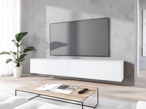 TV stolík/skrinka Dlone 180 MDF, Farby: biały / biały jodełka, Osvetlenie: osvetlenie LED biele