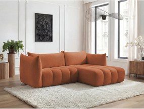 Oranžová rohová pohovka z textílie buklé (pravý roh/s leňoškou) Azra – Bobochic Paris