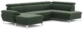 Rozkladacia rohová sedačka do U CATANIA pravá zelená s úložným priestorom
