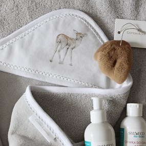 Novorodenecká osuška s kapucňou svetlo šedá 80x80cm