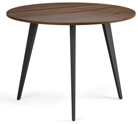 Konferenčný stôl PRIMO VIBE, priemer 100 cm, čierna podnož, orech