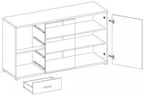 Komoda FRIDA 01 135 cm bílá/dub sonoma