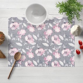 Biante Zamatové prestieranie na stôl Tamara TMR-013 Ružové kvety na sivom 35x45 cm