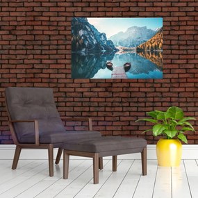 Obraz - Lode na jazere Braies (90x60 cm)