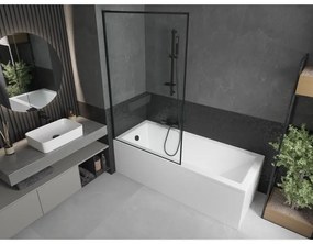 Mexen Next L, 1-krídlová vaňová zástena 100 x 150 cm, 6mm číre sklo-čierny vzor, čierny profil, 895-100-000-03-70-70