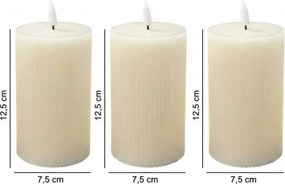 Sada 3x LED sviečok BRILLO LED/3xAAA 12,5 cm krémové + diaľkové ovládanie