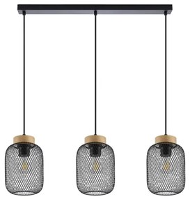 Brilagi - Závesné svietidlo na lanku BASKLITE 3xE27/15W/230V drevo/čierna