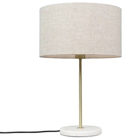 Stolná lampa mosadz s sivým tienidlom 35 cm - Kaso