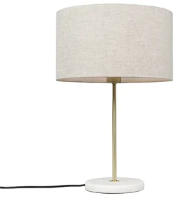 Stolná lampa mosadz s sivým tienidlom 35 cm - Kaso