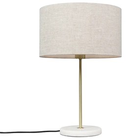 Mosadzná stolová lampa so šedým tienidlom 35 cm - Kaso